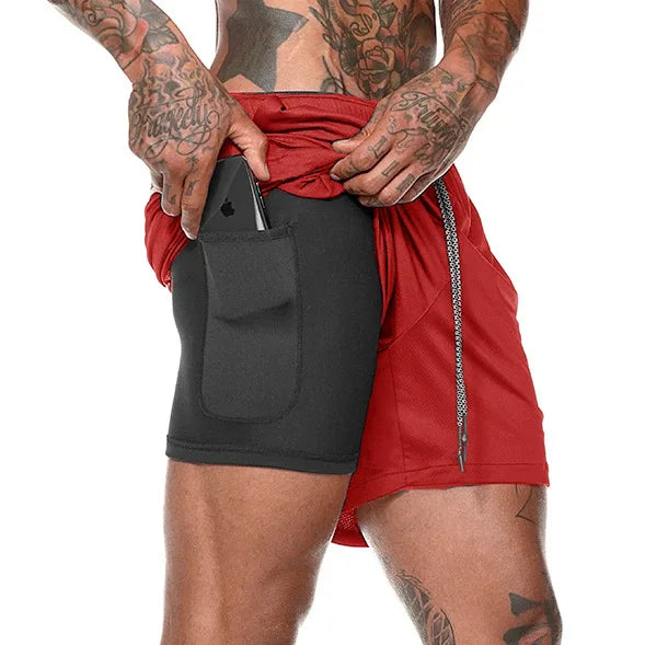 Men’s 2-in-1 Gym Running Shorts – Quick-Dry