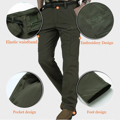 2024 Outdoor Work Tactical Pants Men Winter Casual Cargo Trousers Waterproof Fleece-lined Pant Elastic Hiking Traveling Workwear