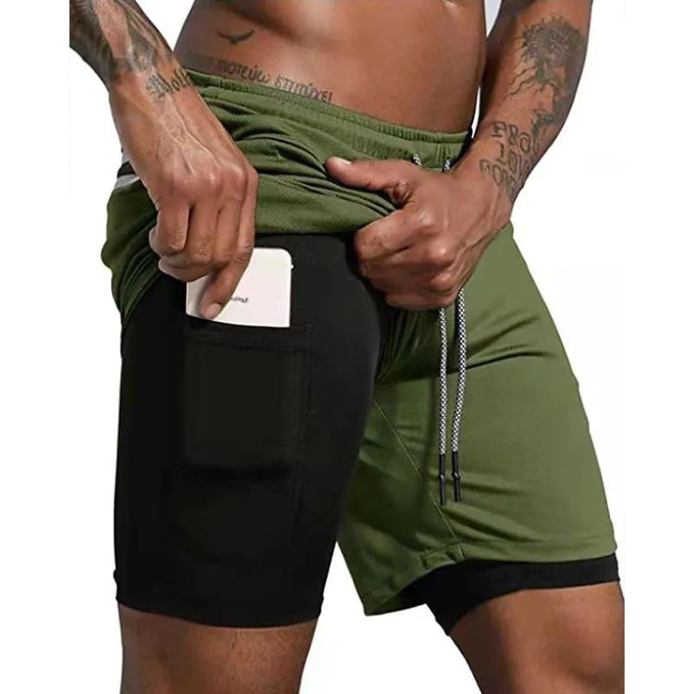 Men’s 2-in-1 Gym Running Shorts – Quick-Dry