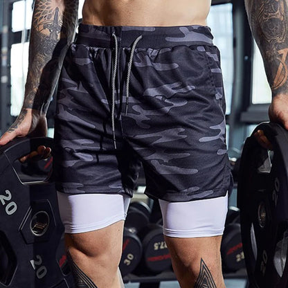 Men’s 2-in-1 Gym Running Shorts – Quick-Dry