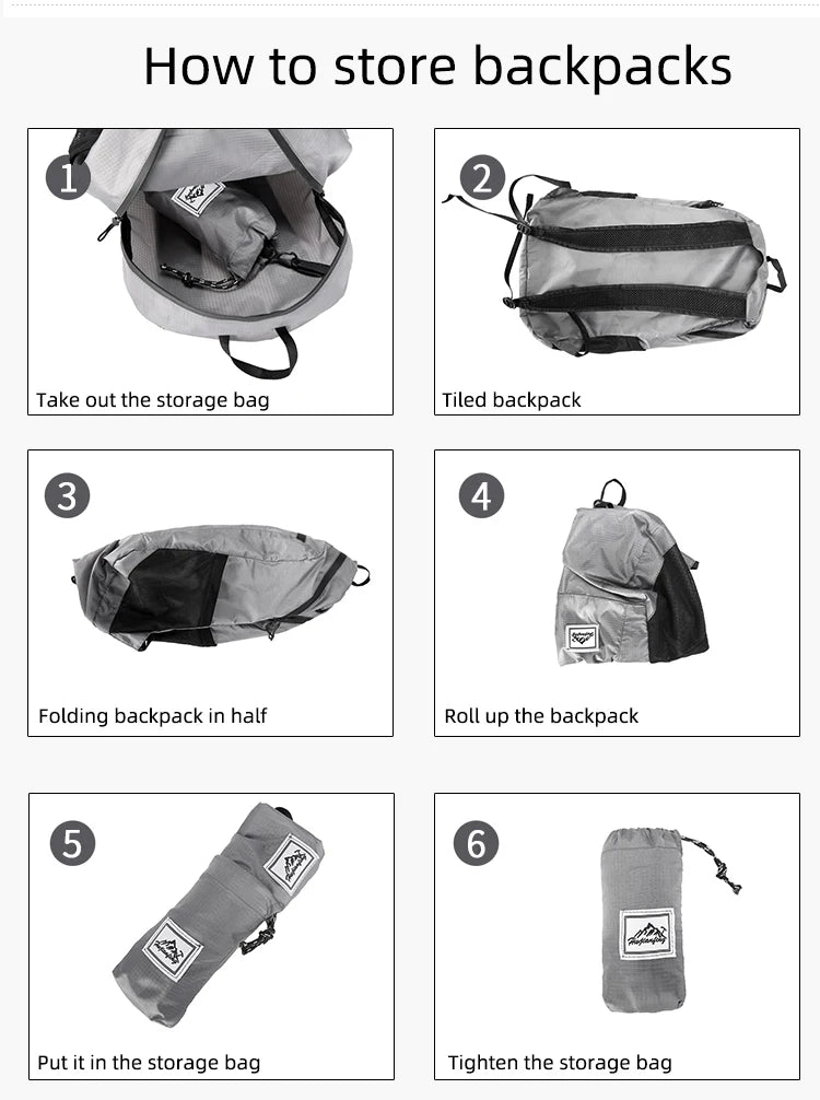 18L Portable Foldable Backpack Folding Mountaineering Bag Ultralight Outdoor Climbing Cycling Travel Knapsack Hiking Daypack