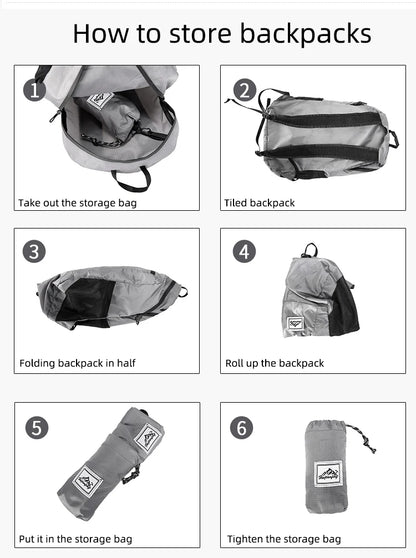 18L Portable Foldable Backpack Folding Mountaineering Bag Ultralight Outdoor Climbing Cycling Travel Knapsack Hiking Daypack