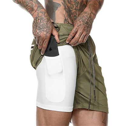 Men’s 2-in-1 Gym Running Shorts – Quick-Dry