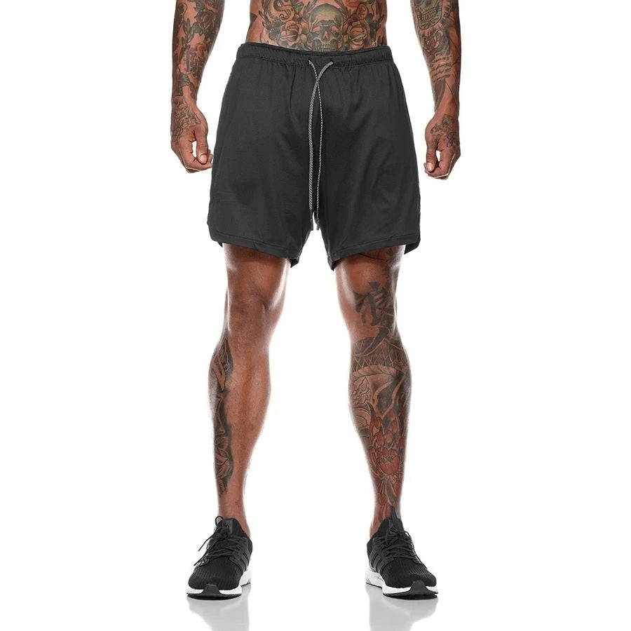Men’s 2-in-1 Gym Running Shorts – Quick-Dry