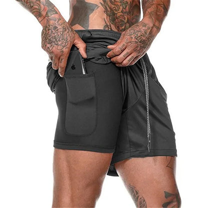 Men’s 2-in-1 Gym Running Shorts – Quick-Dry