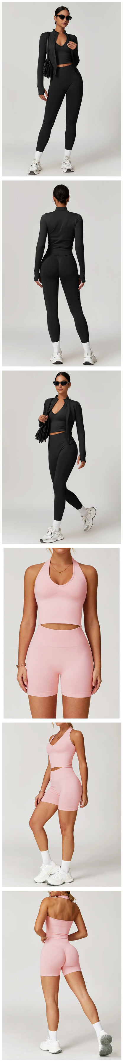 2/3/4PCS Yoga Set Gym Clothes Sportswear Seamless Yoga Suits For Women Fitness Long Sleeved Tracksuits Sports Bra Gym Leggings