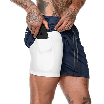 Men’s 2-in-1 Gym Running Shorts – Quick-Dry