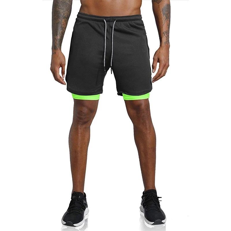 Men’s 2-in-1 Gym Running Shorts – Quick-Dry
