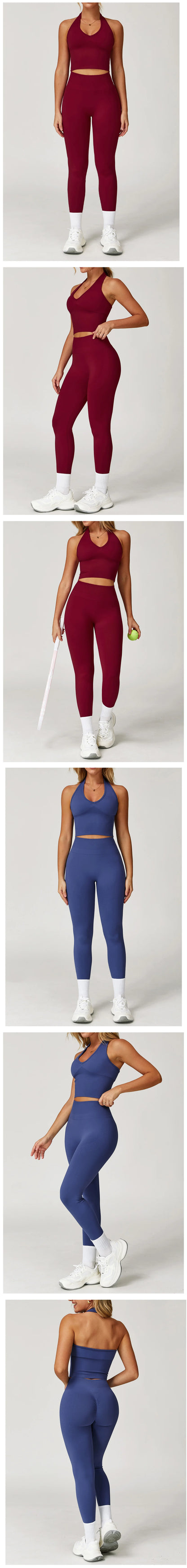 2/3/4PCS Yoga Set Gym Clothes Sportswear Seamless Yoga Suits For Women Fitness Long Sleeved Tracksuits Sports Bra Gym Leggings