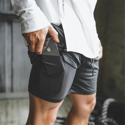 Men’s 2-in-1 Gym Running Shorts – Quick-Dry