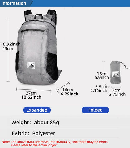 18L Portable Foldable Backpack Folding Mountaineering Bag Ultralight Outdoor Climbing Cycling Travel Knapsack Hiking Daypack