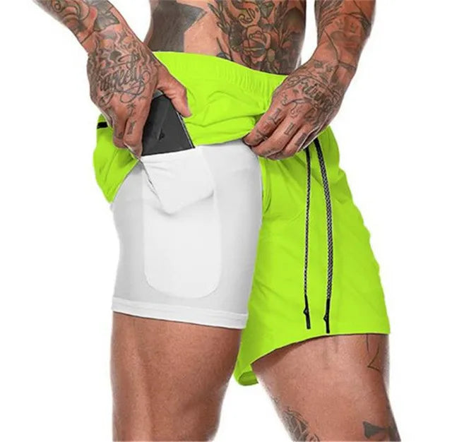 Men’s 2-in-1 Gym Running Shorts – Quick-Dry