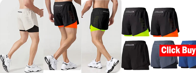 Men’s 2-in-1 Gym Running Shorts – Quick-Dry