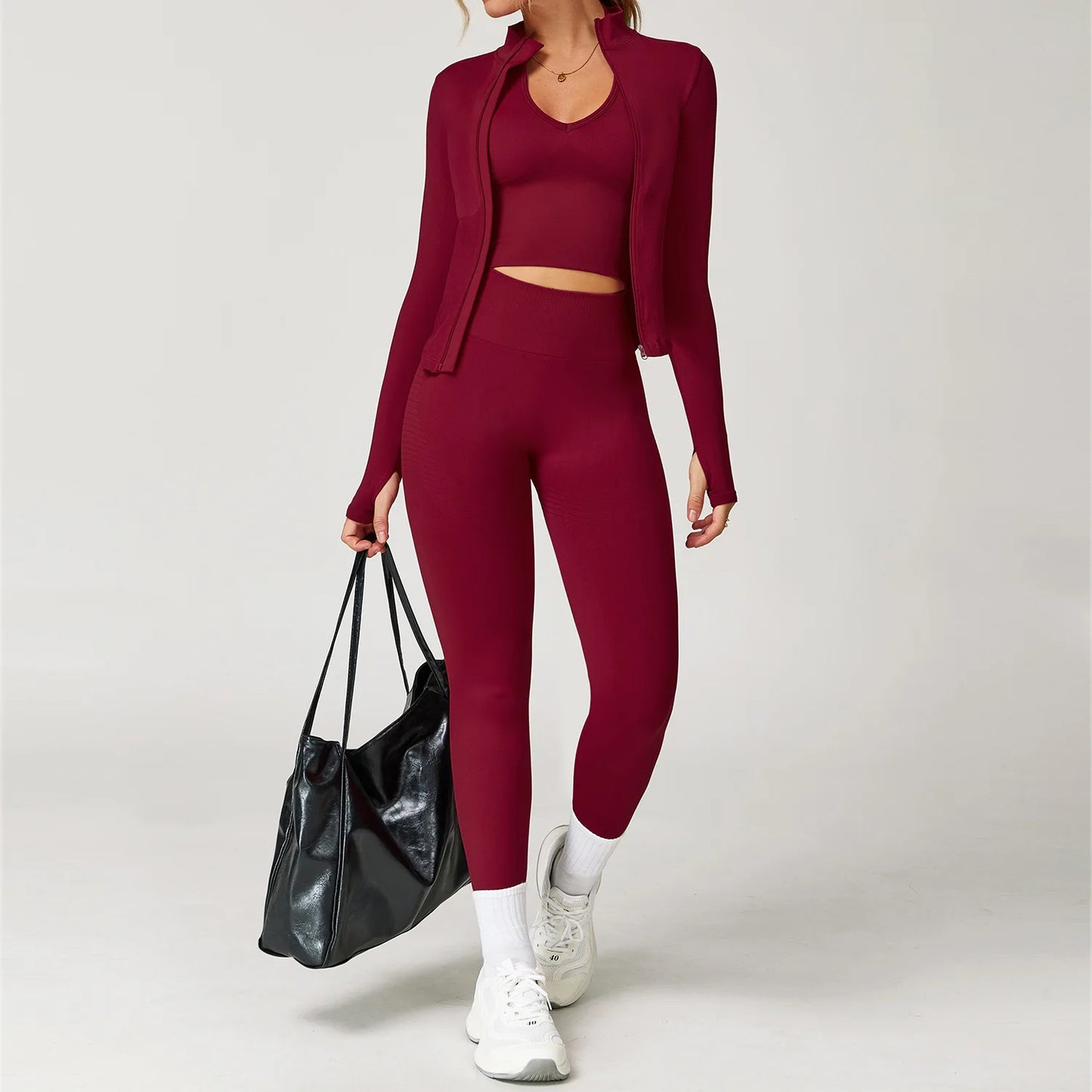 2/3/4PCS Yoga Set Gym Clothes Sportswear Seamless Yoga Suits For Women Fitness Long Sleeved Tracksuits Sports Bra Gym Leggings