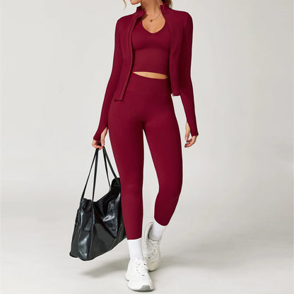 2/3/4PCS Yoga Set Gym Clothes Sportswear Seamless Yoga Suits For Women Fitness Long Sleeved Tracksuits Sports Bra Gym Leggings