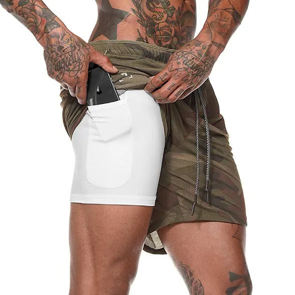Men’s 2-in-1 Gym Running Shorts – Quick-Dry
