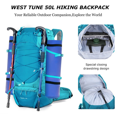 50L Waterproof Hiking Backpack with Rain Cover – Trekking Rucksack