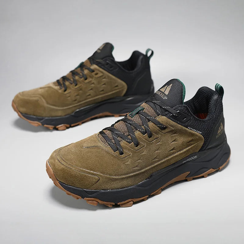 Men’s Waterproof Breathable Hiking Shoes – Non-Slip Leather