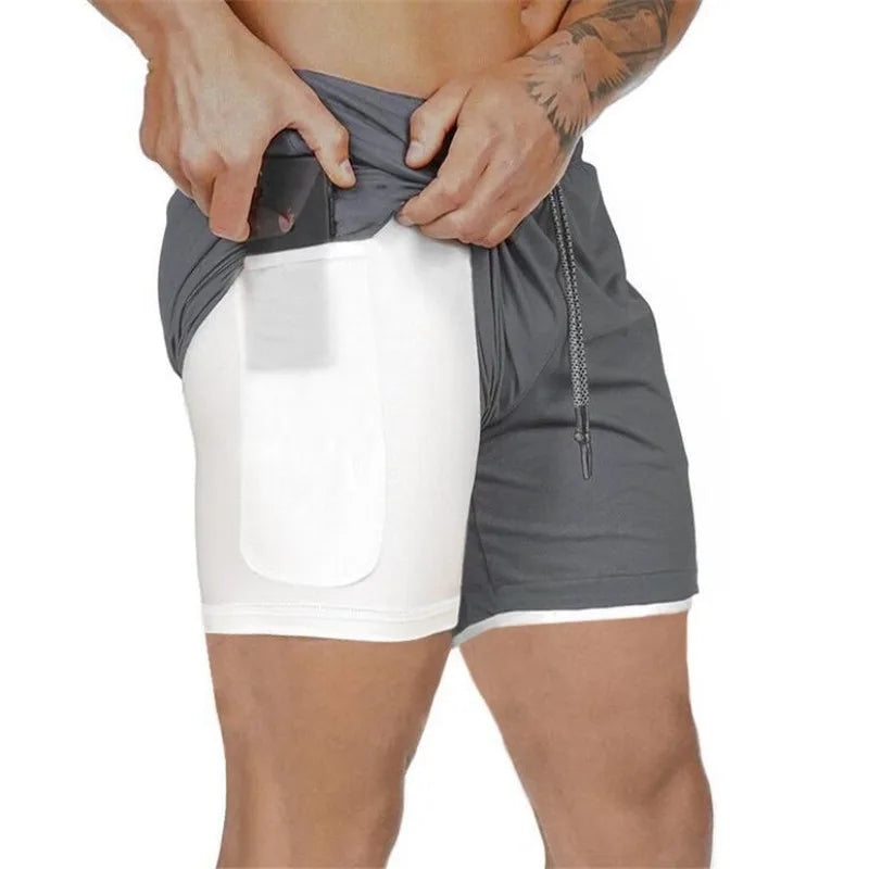 Men’s 2-in-1 Gym Running Shorts – Quick-Dry