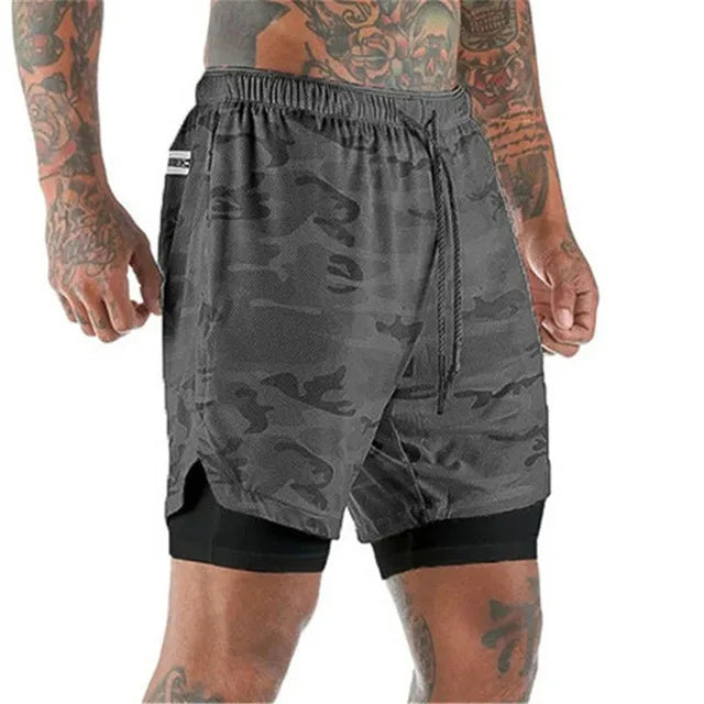 Men’s 2-in-1 Gym Running Shorts – Quick-Dry
