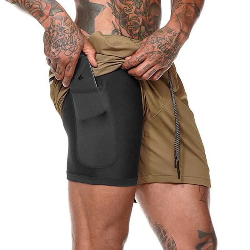 Men’s 2-in-1 Gym Running Shorts – Quick-Dry