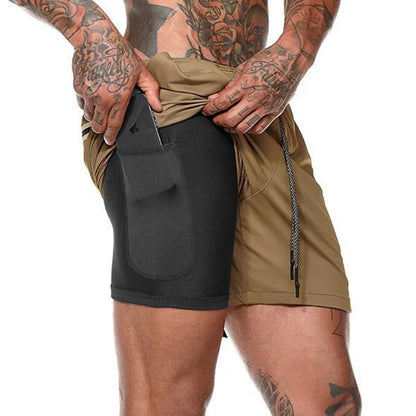 Men’s 2-in-1 Gym Running Shorts – Quick-Dry